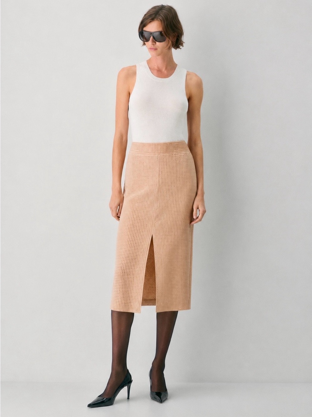 NWT Reiss Brooklyn Midi Pencil Skirt with Pockets in Champagne Size US 2